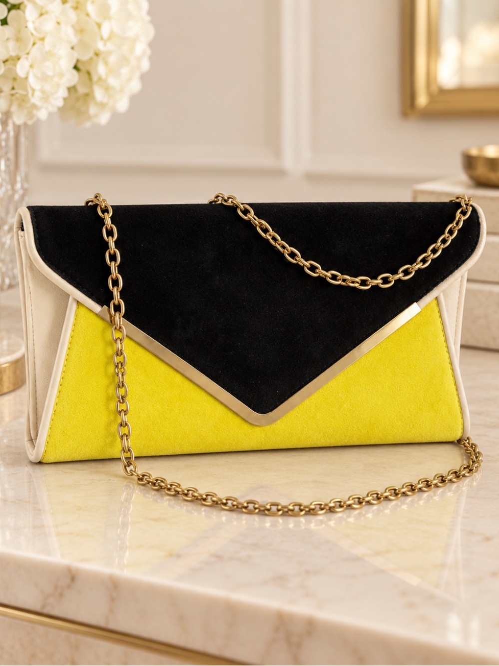 Beautiful Aldo Black, Yellow and ivory Colorblock Envelope Crossbody❤️